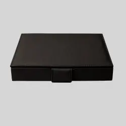 Luxury Black PU Leather Dominoes Box Set - BG-2467