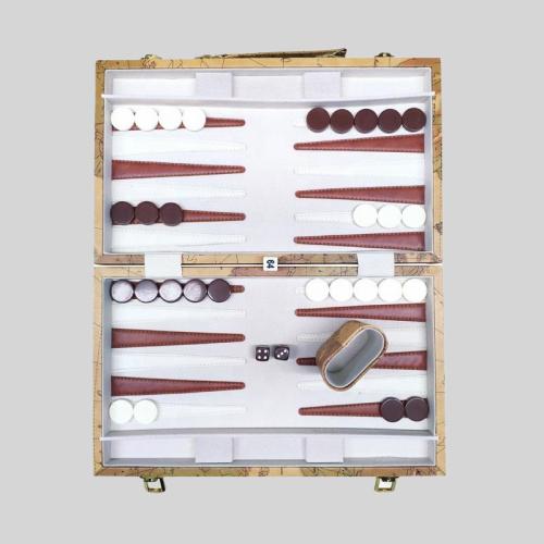 Luxury PU Leather Chess Checkers Game Set - Backgammon Board