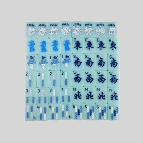 High-End Mint Green Acrylic Mahjong Set with Racks