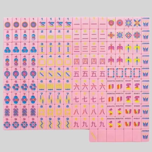 Custom Petal Pink Acrylic Mahjong Tiles Set