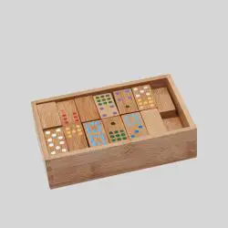 56 Piece Ivory Domino Tiles Set, Wooden Carrying Box, Classic Game