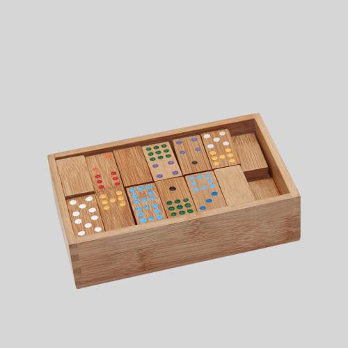 56 Piece Ivory Domino Tiles Set, Wooden Carrying Box, Classic Game