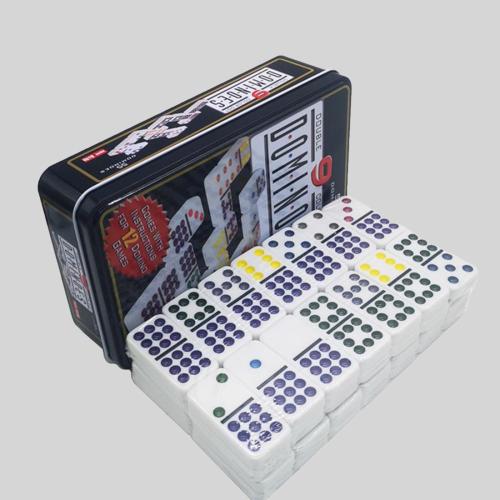 Classic Adult Dominoes Game Set - Tin Box, Family Fun 9 Dominoes