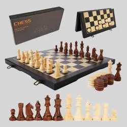 Wooden Magnetic Chess Checkers Set - Kaiyuan High Quality