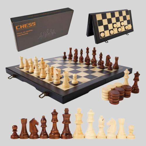 Wooden Magnetic Chess Checkers Set - Kaiyuan High Quality