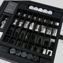 Multi-Functional Leather Game Box - Chess, Backgammon, Dice