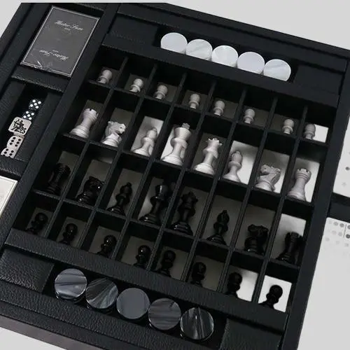 Multi-Functional Leather Game Box - Chess, Backgammon, Dice Multi-Functional Leather Game Box - Chess, Backgammon, Dice