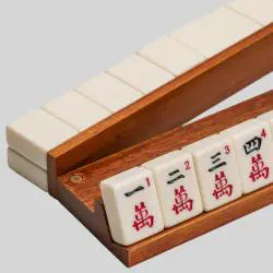 Classic Chestnut Mahjong Racks with Pushers 18