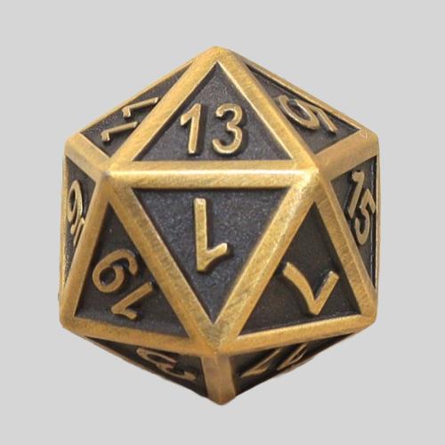 High Quality Golden D20 Dice - Zinc Alloy Polyhedral Dice