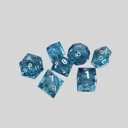 Blue Sparkle Resin Dice Set - D&D Gaming Dice