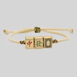 Golden Mahjong Rope Bracelet - Lucky Charm Be Rich Gift