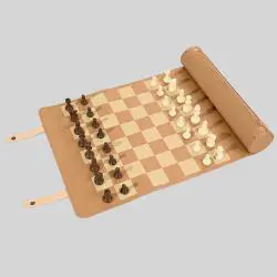 Blue & Black Leather Chess Travel Set