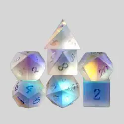 Rainbow Prism DND Gem Dice Set - Custom Polyhedral Glass Dice