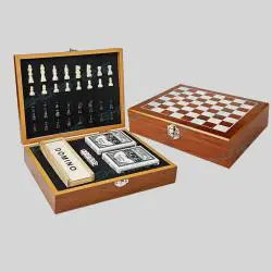 Custom Wood Chess Domino Set - Novelty Gift Promotion