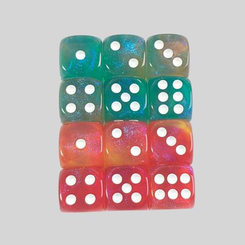 High Quality 12mm Two Color Glitter Dice