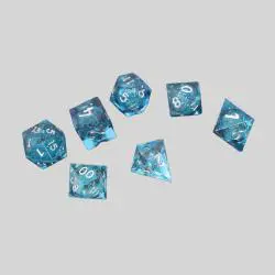 Blue Sparkle Resin Dice Set - D&D Gaming Dice