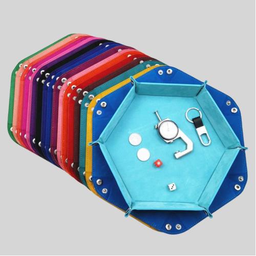Hexagonal Dice Tray Storage Box - PU Leather Velvet