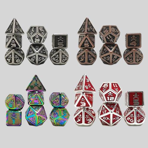Custom Metal D&D Dice Set - Black Polyhedral Dice with Case