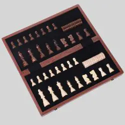 Wooden Chess Set - Portable Kids Educational Game