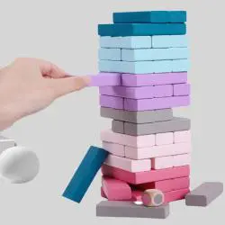 Colorful Wooden Stacking Tower Game Set - Educational Toys