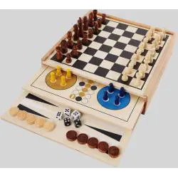 Mini 10-in-1 Travel Board Games Set - Chess, Backgammon, Dominoes