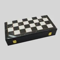 Deluxe Marble Chess Set - Chrome Boxed
