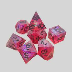 Red Polyhedral Dice Set - Custom Resin Gaming Dice (7Pcs)
