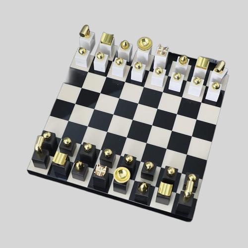 Luxury Gold Chess Set - Wooden Decorative Chessboard Game