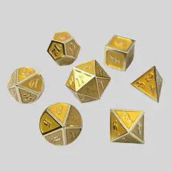 Custom DND Metal Dice - Yellow Polyhedral Logo Engraved Zinc Alloy
