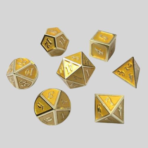 Custom DND Metal Dice - Yellow Polyhedral Logo Engraved Zinc Alloy