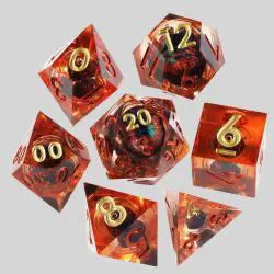Orange Dragon Eye Resin Dice Set - D&D RPG Wholesale