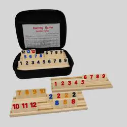 Custom Wooden Rummy Tiles Set with Racks - Travel Game