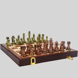 Large Metal Chess Set - 39x39cm Folding Chess Board