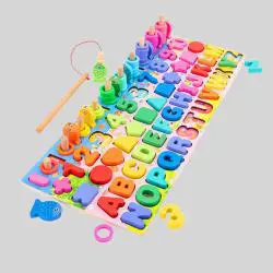 Montessori Shape Sorting Number Puzzle for Toddlers - Wooden Math Toy