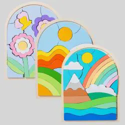 Rainbow Wooden Puzzle Board Game for Kids - Montessori Toys