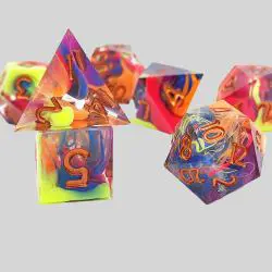 Colorful Resin DND Dice Set - 7Pcs Polyhedral Dice