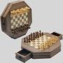 Octagonal Wooden Magnetic Chess Set - 35x35cm