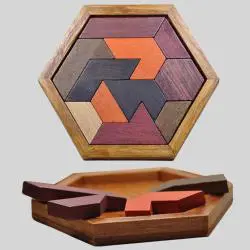 Hexagonal Wooden Puzzle Toys, Montessori Educational Games