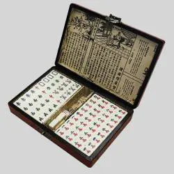 Chinese Mahjong Set - 144 Tiles Portable Game with Box