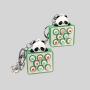 Panda Mahjong Keychain - UV Printed, Gold Button