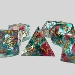 Custom D&D Polyhedral Dice Set - 7pcs Resin Flower Dice