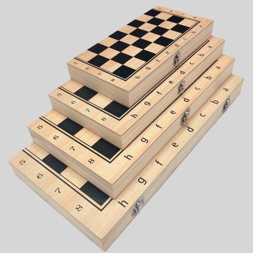 Wooden 3-in-1 Board Games Set - Chess, Checkers, Backgammon