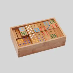 56 Piece Ivory Domino Tiles Set, Wooden Carrying Box, Classic Game