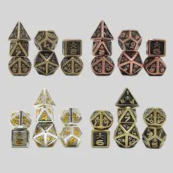 Custom Metal D&D Dice Set - Black Polyhedral Dice with Case