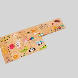Montessori Wooden Puzzle Animal Farm Dominoes Game Set