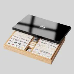 Luxury Bright Wooden Mahjong Box - 144 Set with Magnets