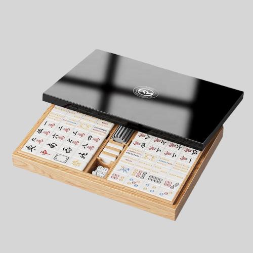 Luxury Bright Wooden Mahjong Box - 144 Set with Magnets