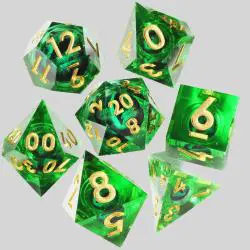 Green Dragon Eye Resin Dice Set - D&D RPG Wholesale