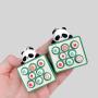 Panda Mahjong Keychain - UV Printed, Gold Button