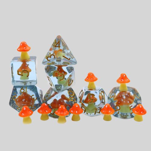 Mushroom Resin Dice Set - D4 D10 D20 RPG Dice